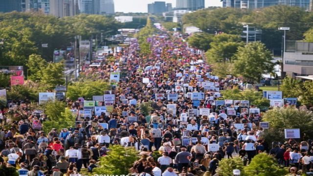 神木市区招聘现场大型招聘会现场人流涌动，求职者手持简历在各企业展台前积极咨询，神木本地就业氛围热烈